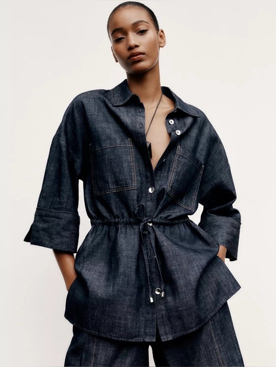 Zara Tops - Zara Z1975 Denim Adjustable Waist Overshirt